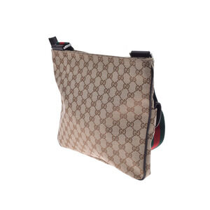 Gucci Leather Line Bag Canvas Sherry GG Tan Beige Shoulder Brown Crossbody